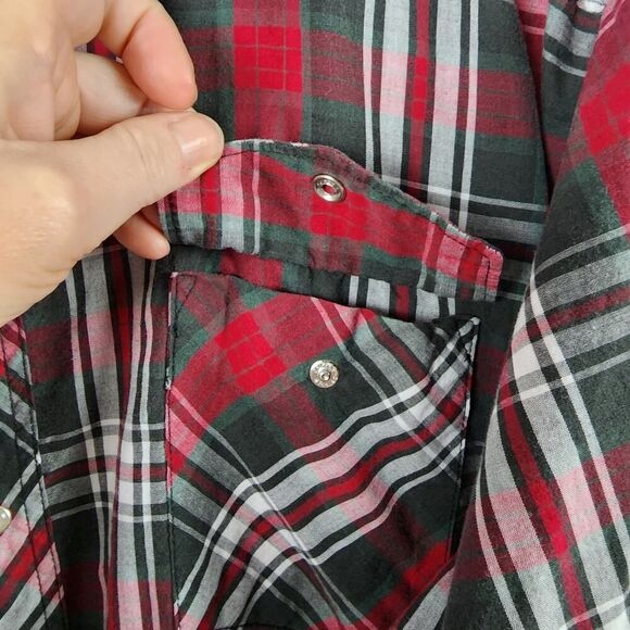 Wrangler Snap Down Long Sleeve Shirt Red Plaid Size XXL - Picture 7 of 9